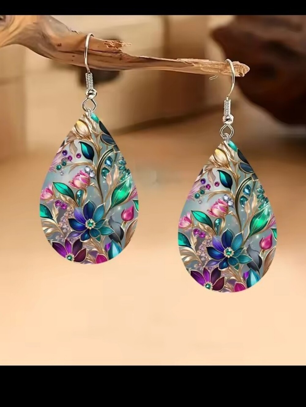 Earrings Floral Teardrop Drop Gemstone Women's Acrylic Jewelry New‎ G24